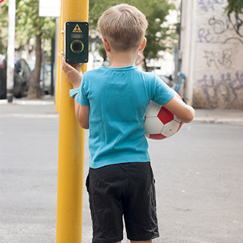 Boy wearing GPS smartwatch