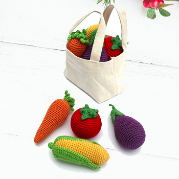 Organic Bamboo Crocheted Bag of Veggie Organic Bamboo Crocheted Bag of Veggie